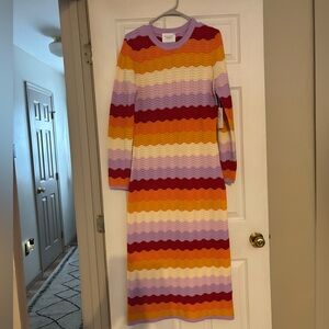 Hyacinth House Sunset Stripe Montego Knit Striped Midi Dress